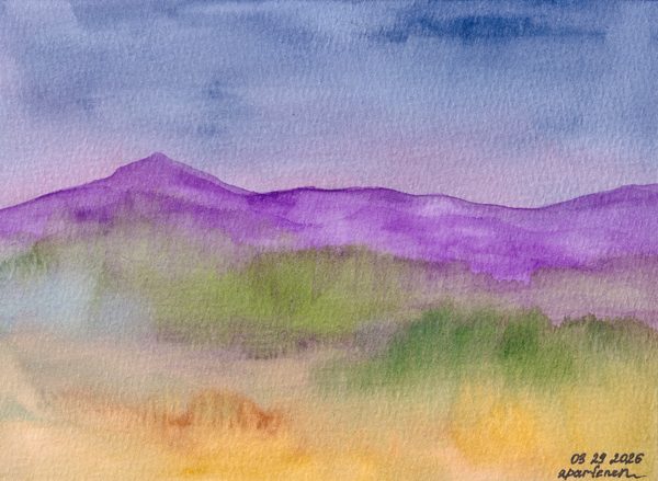 Lavender Mountains in Spring Fog